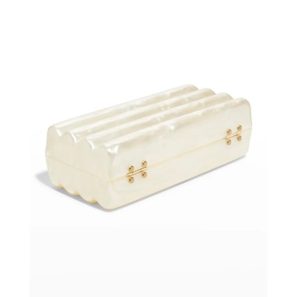 Cult Gaia Enid Textured Acrylic Clutch Bag in Ivory New Womens Purse - Picture 14 of 17